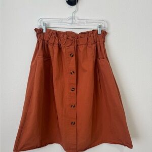 Terracotta Button-Down A-Line Skirt